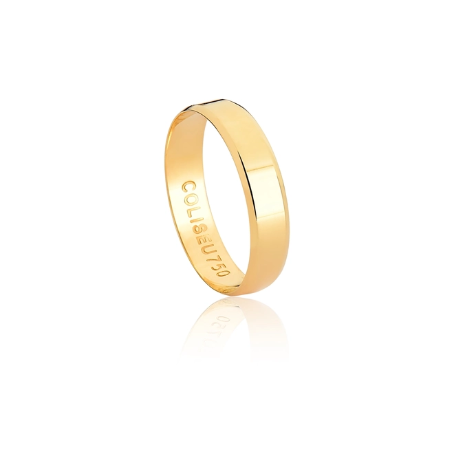 Aliança Passion reta chanfrada ouro 18k polida 4,5MM 1