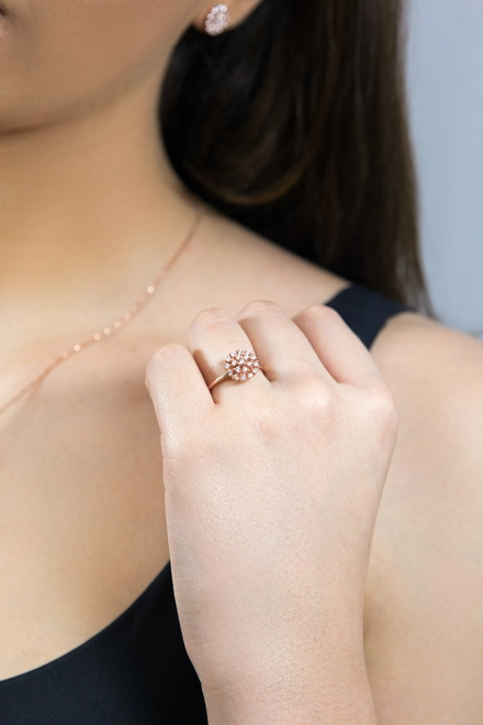 Anel For me Gem chuveiro prata 925 banho rosé com Zircônias 3