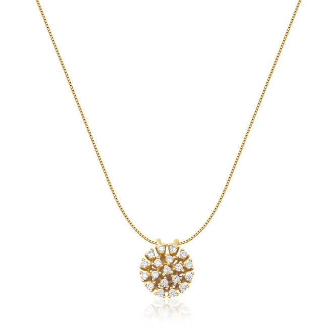 Gargantilha For me Gem prata 925 dourada chuveiro com Zircônias 1