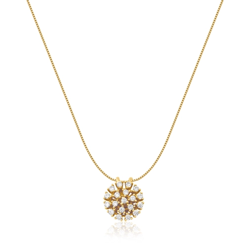 Gargantilha For me Gem prata 925 dourada chuveiro com Zircônias