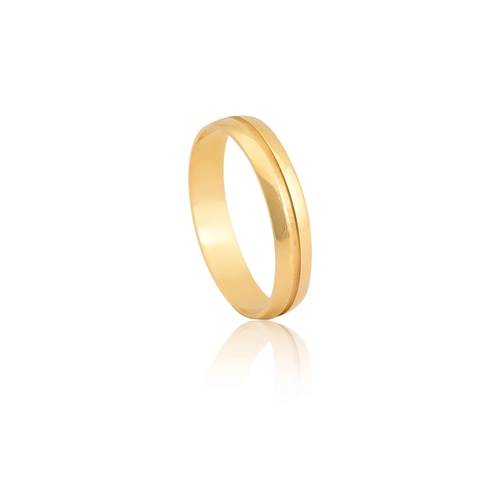 Aliança Toujours meia cana ouro 18k polida com friso fosco 3,7MM