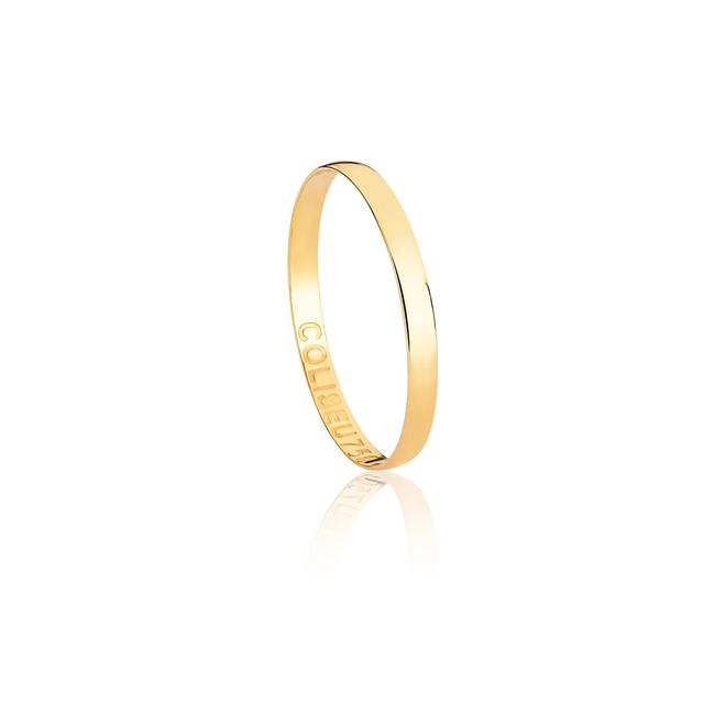 Aliança I Love You ouro 18k reta abaulada polida 2,1MM 1