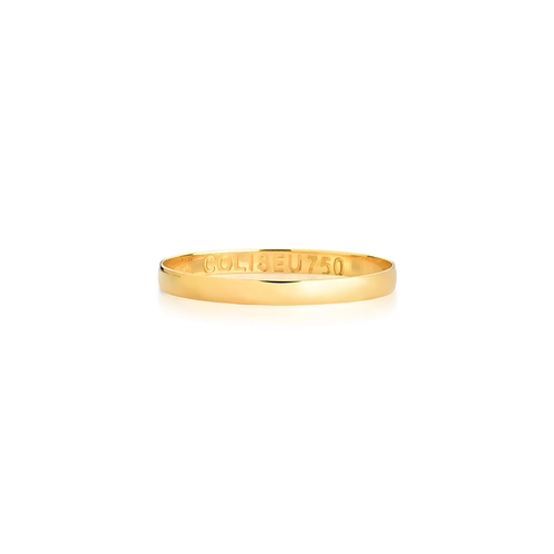 Aliança I Love You ouro 18k reta abaulada polida 2,1MM