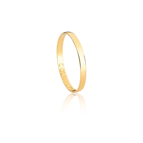 Aliança I Love You ouro 18k reta abaulada polida 2,1MM