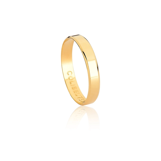 Aliança Passion reta bordas chanfradas ouro 18k polida 3,5MM 2