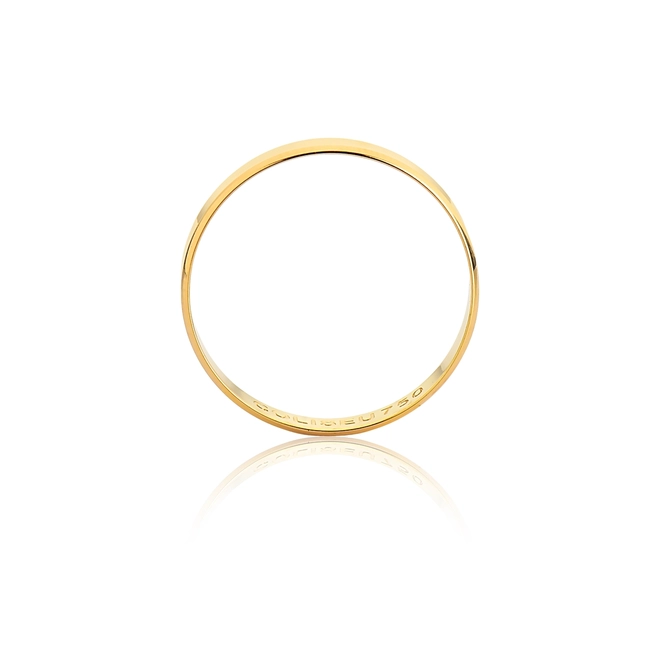 Aliança Passion reta bordas chanfradas ouro 18k polida 3,5MM 3