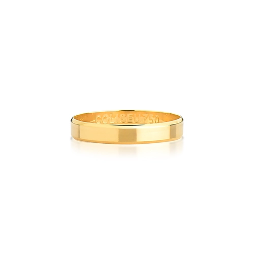 Aliança Passion reta bordas chanfradas ouro 18k polida 3,5MM