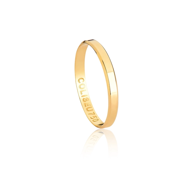 Aliança Passion reta borda chanfrada ouro 18k polida 2,5MM 1