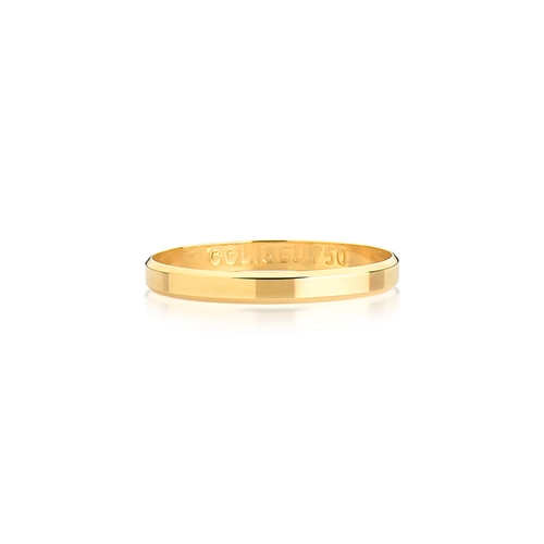 Aliança Passion reta borda chanfrada ouro 18k polida 2,5MM