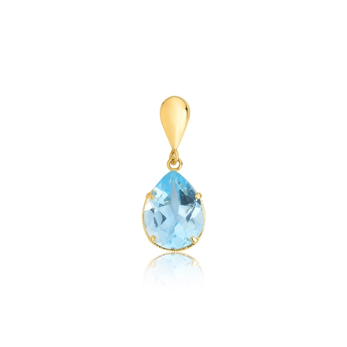 Pingente gotas em ouro 18k com gota facetada de Topázio azul