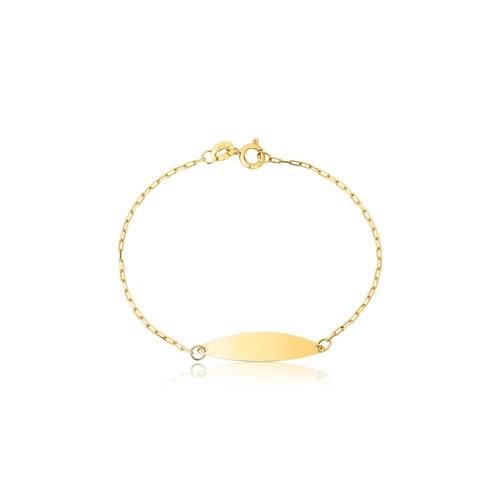 Pulseira Essentials infantil em ouro 18k melindrosa placa oval 13CM