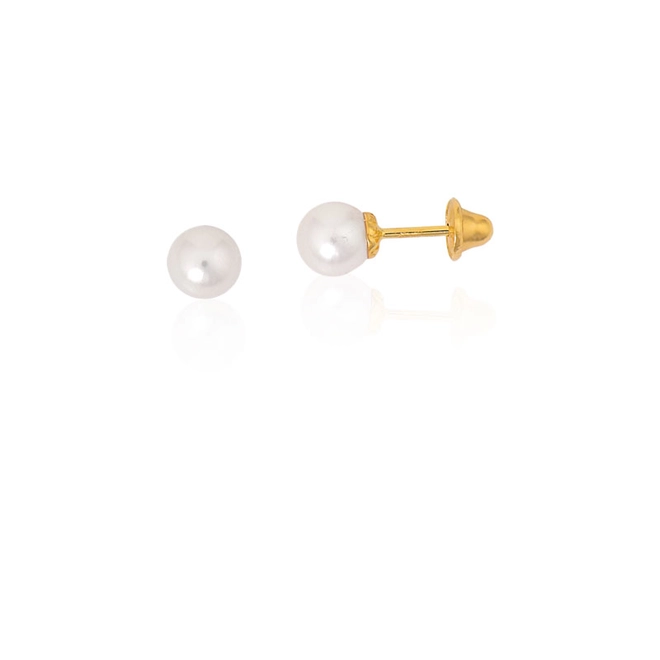 Brinco Essentials infantil ouro 18k solitário de Pérola 4MM 1