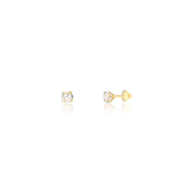 Brinco Essentials infantil solitário ouro 18k com Zircônia branca 1