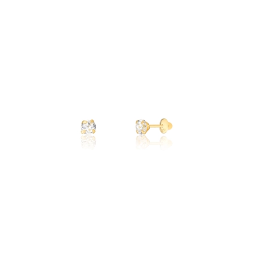 Brinco Essentials infantil solitário ouro 18k com Zircônia branca
