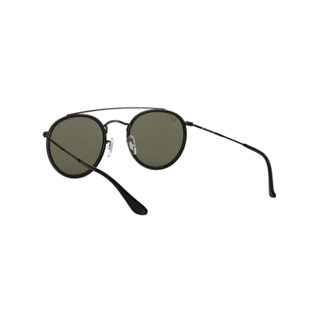 Óculos de Sol Ray-Ban Round Double Bridge 0RB3647NL 002/5851 Metal Preto com lentes na cor Verde Polarizado 4