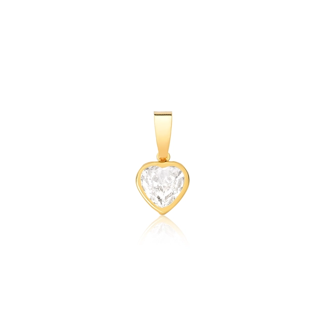 Pingente Essentials em ouro 18k coração de Zircônia branca facetada 1