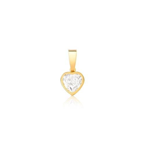 Pingente Essentials em ouro 18k coração de Zircônia branca facetada