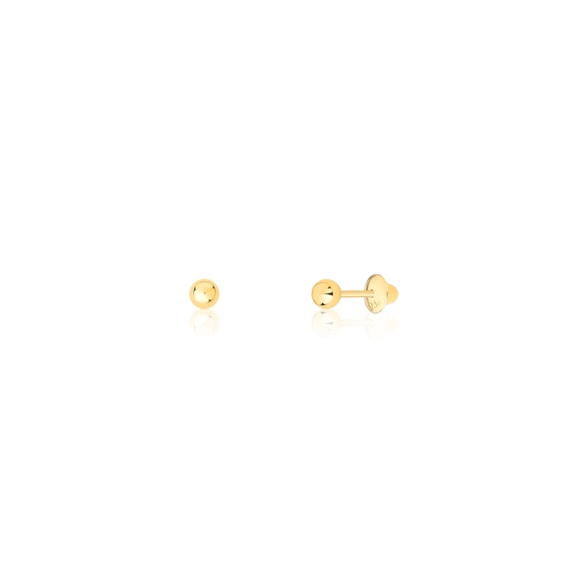 Brinco Essentials infantil em ouro 18k bola polida de 2,5MM 1