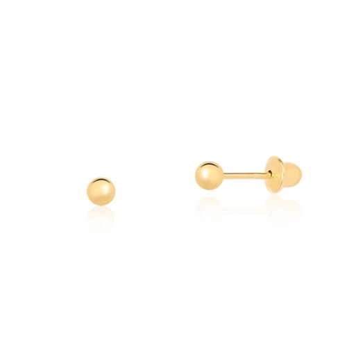 Brinco Essentials infantil em ouro 18k bola polida de 2,5MM
