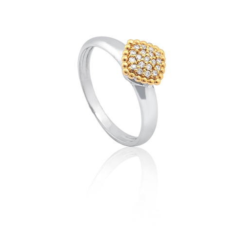 Anel de Prata 925 com Ouro 18k e Diamante PPAN00012