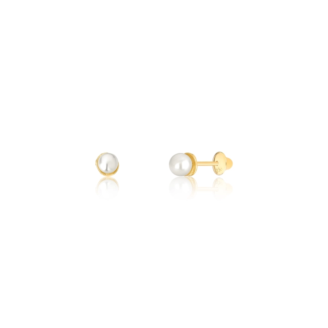 Brinco Essentials infantil Rococó ouro 18k com Pérola de 2,5MM 1