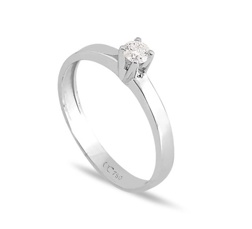 Anel Solitário Desire ouro branco 18k com 20pts de Diamante