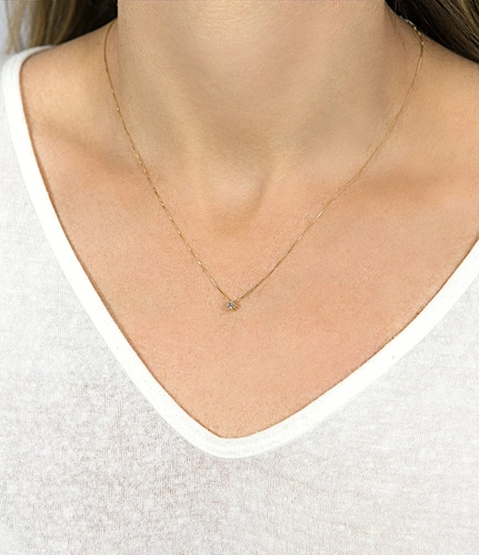 Gargantilha Solitários Classic corrente ouro 18k com ponto de luz de 10pts de Diamantes (40/45CM)