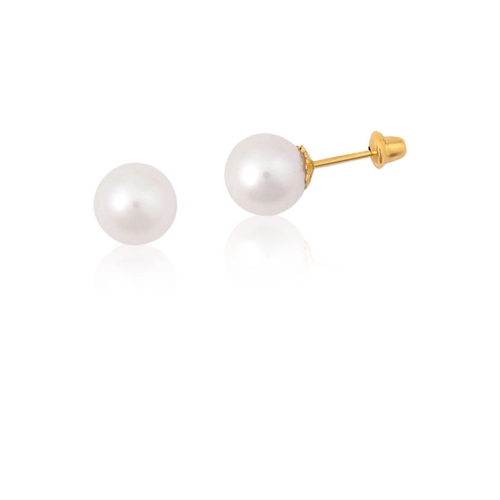 Brinco Essentials Stud ouro 18k solitário de Pérola 7MM