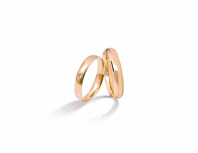 Aliança Emotion anatômica ouro rosé 18k abaulada polida 3,4MM 3