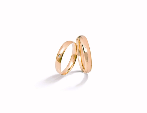 Aliança Emotion anatômica ouro rosé 18k abaulada polida 3,4MM
