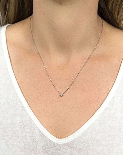 Gargantilha Solitários Classic corrente ouro branco 18k com ponto de luz de 10pts de Diamantes (40/45CM)