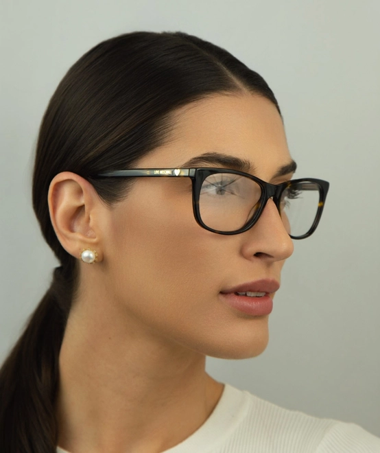 Óculos de Grau Love Moschino MOL557 086 5416 R Acetato Marrom Mesclado 3
