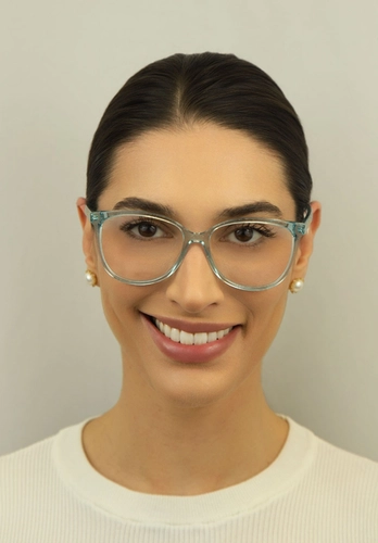 Óculos de Grau Love Moschino MOL558 5CB 5416 Acetato Verde Água Transparente