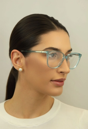 Óculos de Grau Love Moschino MOL558 5CB 5416 Acetato Verde Água Transparente