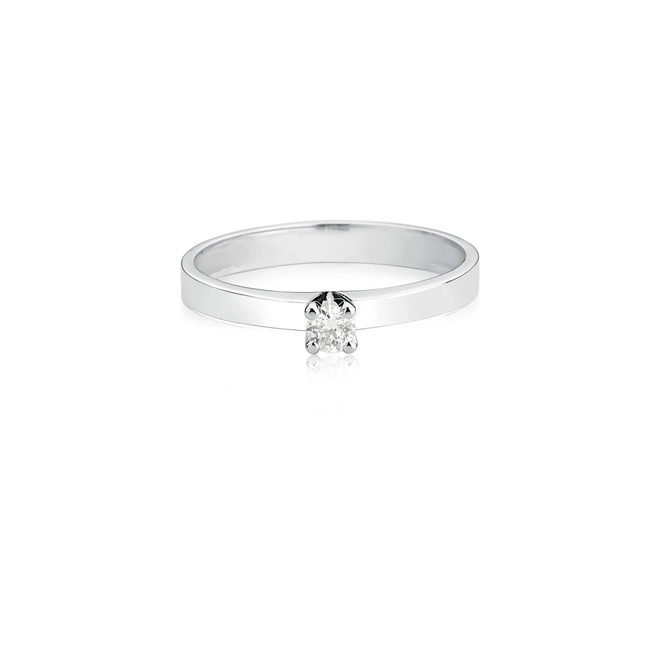 Anel Solitários Desire em ouro branco 18k com 10pts de Diamantes 2