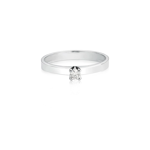 Anel Solitários Desire em ouro branco 18k com 10pts de Diamantes