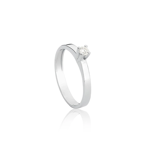 Anel Solitários Desire em ouro branco 18k com 10pts de Diamantes