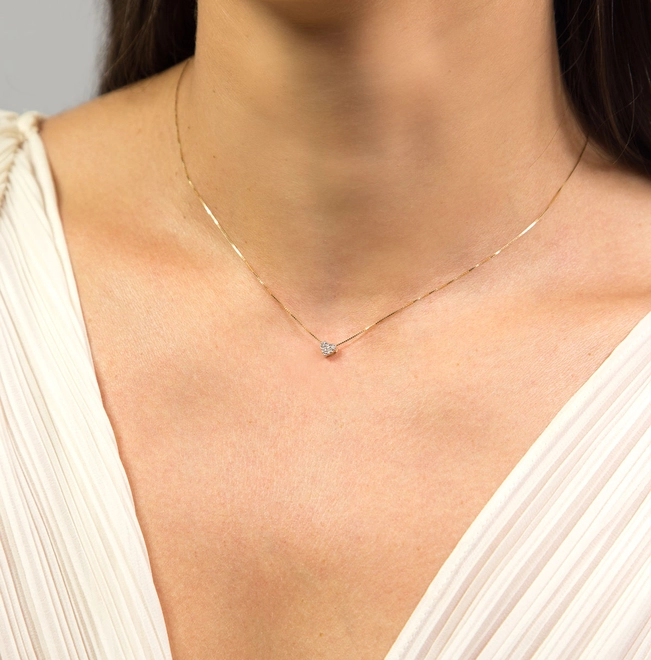 Gargantilha Gifts For Love veneziana ouro 18k coração com 2,5pts de Diamantes 2