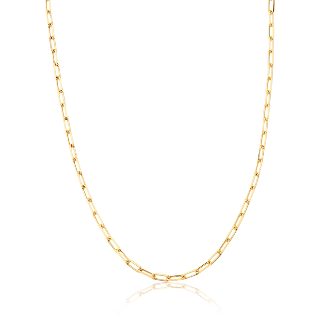 Corrente elo Cadeado longo ouro 18k polida 60CM 1
