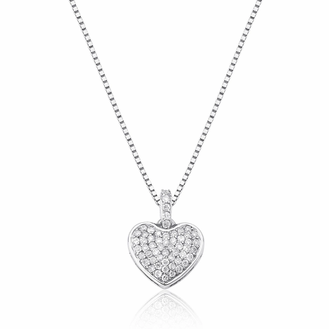 Pingente My Heart em ouro branco 18k coração pavê 22pts de Diamantes 1
