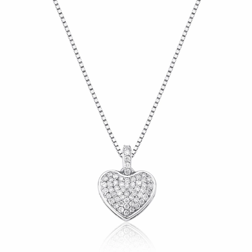 Pingente My Heart em ouro branco 18k coração pavê 22pts de Diamantes