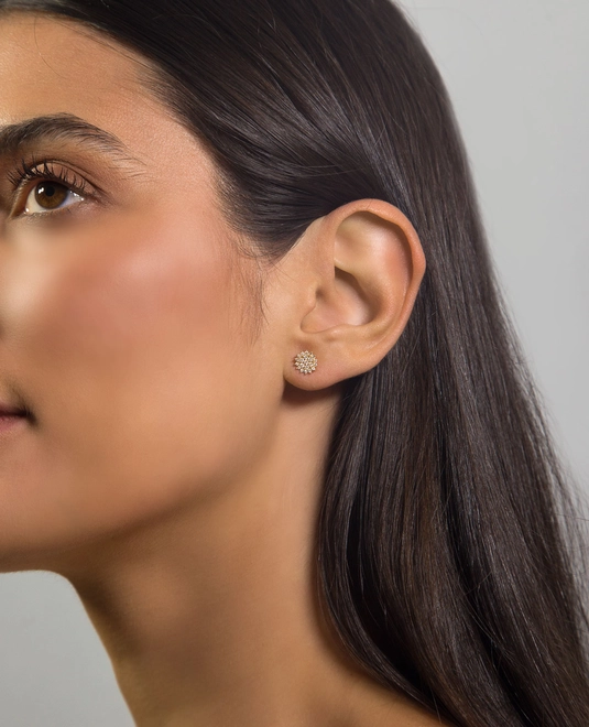 Brinco Soleil stud ouro 18k sol cravejado de Diamantes 2