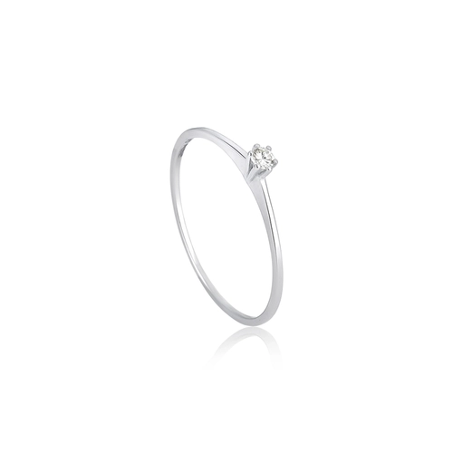 Anel Essentials Solitário ouro branco 18k com 4pts de Diamantes