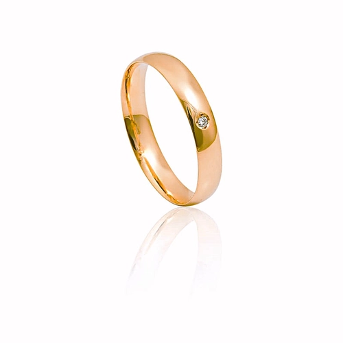 Aliança Emotion anatômica abaulada ouro rosé 18k com 1pt de Diamante 3,4MM