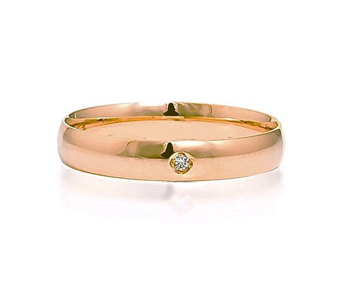 Aliança Emotion anatômica abaulada ouro rosé 18k com 1pt de Diamante 3,4MM