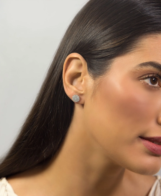 Brinco Soleil stud ouro branco 18k sol com 54pts de Diamantes 2