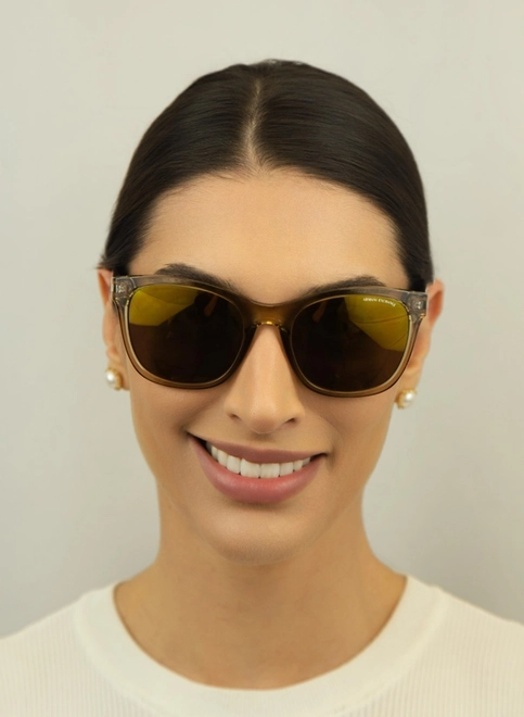 Óculos de Sol Armani Exchange 0AX4105S 8271F954 Acetato Marrom Transparente com lentes na cor Espelhado 3
