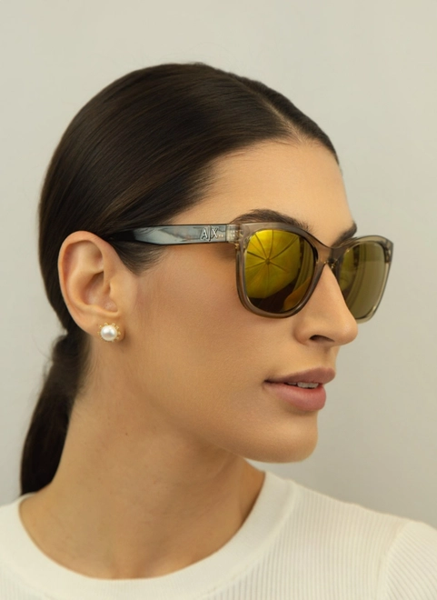 Óculos de Sol Armani Exchange 0AX4105S 8271F954 Acetato Marrom Transparente com lentes na cor Espelhado 5