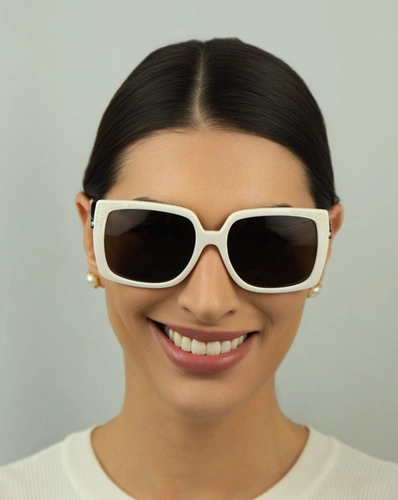 Óculos de Sol Michael Kors 0MK2131 334273 56 Acetato Marfim com lentes na cor Marrom