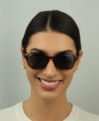 Óculos de Sol Ray-Ban John 0RB2194 954/62 51 Acetato Marrom Mesclado com lentes na cor Azul